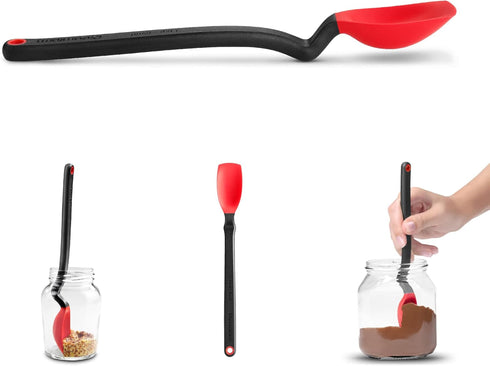 Dreamfarm Mini Supoon Non-Stick Silicone Scraping Cooking Spoon - 8" Red, Jar Scraper Measures 5ml Tsp
