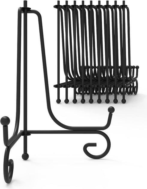 Iron Display Stand 10 Packs, 6 Inches Photo Stand for Display, Black Foldable Easel for Artwork