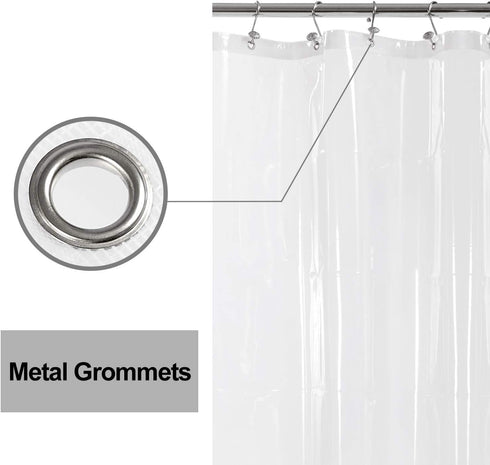 Barossa Design Extra-Long Shower Curtain, 72x84 inches, PEVA Waterproof, Eco-Friendly, Non-Toxic, Clear