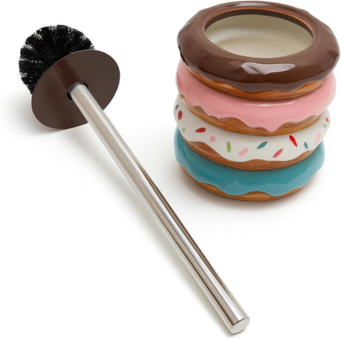 Deep & Sturdy Toilet Bowl Brush with Holder - Doughnut Bowl Brush - Durable Scrubbing - Toilet Cleaners - Household