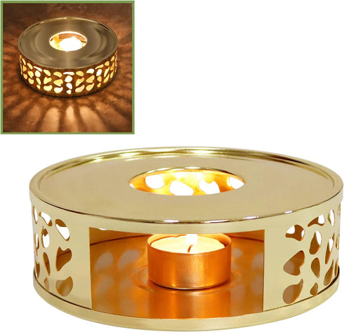 KAYCROWN Teapot Warmer, Stainless Steel Tea Warmer with Candle Holder for Heating Tea, Coffee, Milk