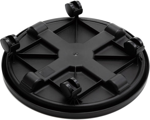 16" 150lb Bloem Black Round Planter Pot Caddy with Wheels, Capacity