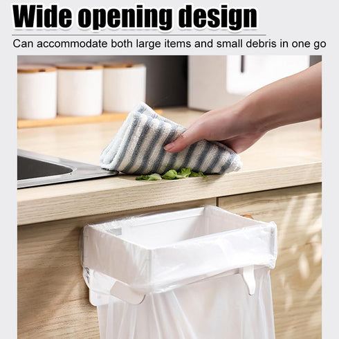MiOYOOW Foldable Trash Bag Holder, Hanging Waste Garbage Can Rack Magnetic Closure Waste Bag Hanger Racks with Fixing