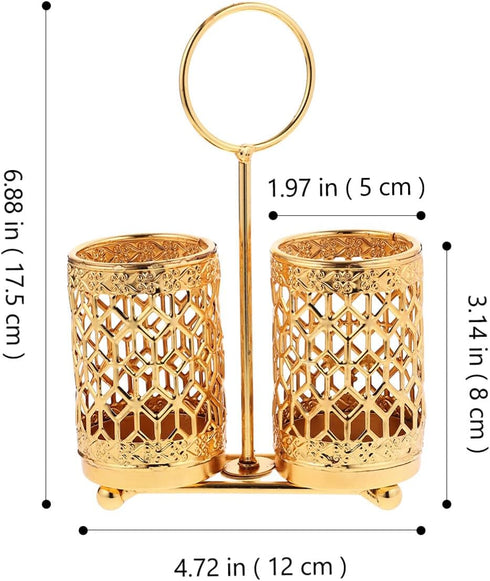 Hemoton Golden Utensils Holder Rotating Metal Utensils Holder Silverware Organizer Cutlery Holder Fork Spoon Flatware Storage Basket for Countertop Buffet Picnic by Hemoton