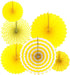 Sunshine Yellow Round Hanging Paper Fans - 6pc Decorations for Baby Shower, Birthday, Wedding Party