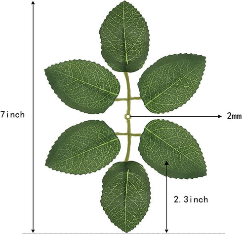 Fake Leaves for Roses Decorations, 80pcs Bulk Green Rose Leaves with Stems for DIY Wedding Bouquets