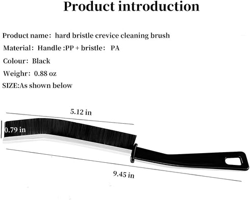 Hard Bristle Crevice Cleaning Brush - Effective Tool for Cleaning Small Gaps in Kitchen, Toilet, and Windows (9), Black
