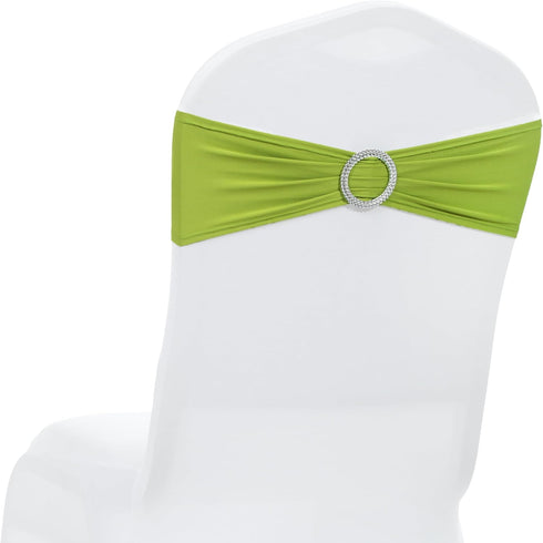 MDS Pack of 10 Spandex Chair Sashes Bow Premium Stretch Chair Cover Band