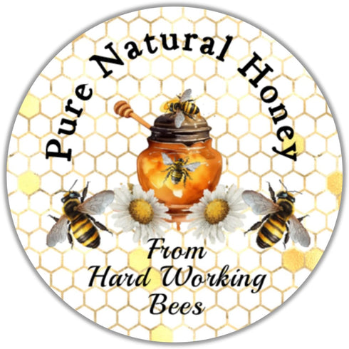 Set 40 of Natural Honey Jar Labels - Glossy Stickers & Tags