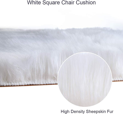 Softlife White Small Faux Fur Sheepskin Throw Rug, Fluffy Shag Fur Chair Cover Pad, Washable 20" x 20"