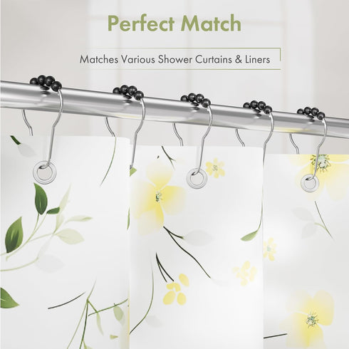 Amazer Black Shower Curtain Hooks, Decorative Rust Proof Acrylic Balls, Stainless Steel, Set of 12