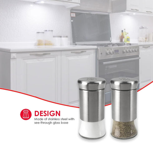 Home Basics 2 Piece Essence Salt & Pepper Shaker, Multicolored, Silver