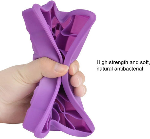 Ice Cube Tray - Silicone Square Ice Trays Easy Release Stackable Mold with Removable Lid, 24 Cavity (2 Pack, Purple)