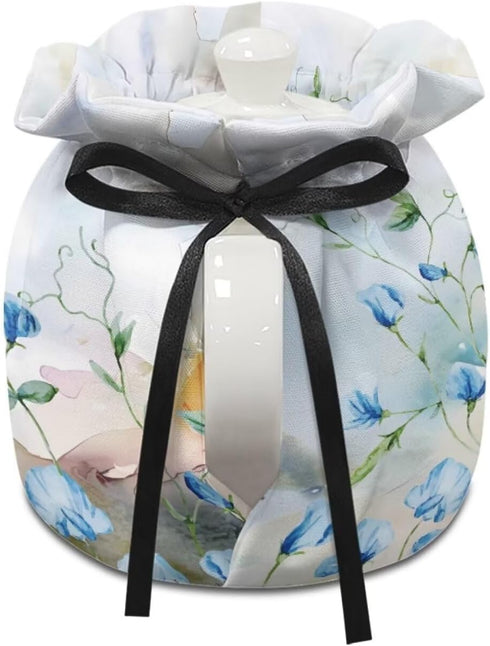 Cute Blue Floral Tea Pot Cozies with Insulation Pad, Shock and Drop Protection for Teapots, Kitchen Home Decorative