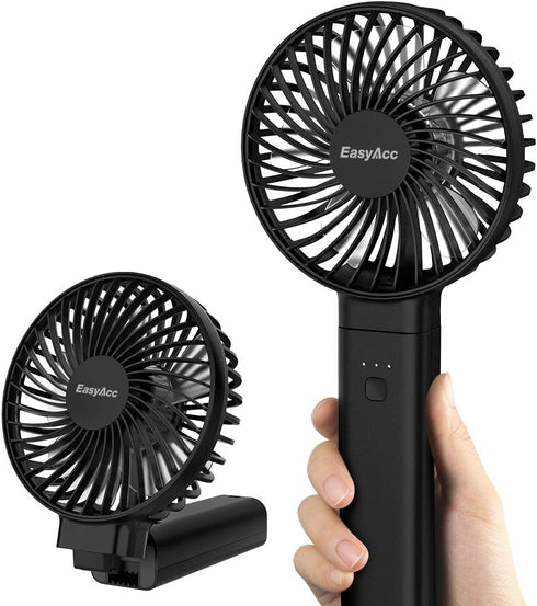 EasyAcc Handheld Fan, Mini Portable Battery Fan, USB Desk Fan with 4 Speeds, Strong Winds for Home Office Outdoor