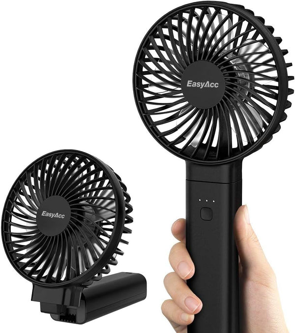 EasyAcc Handheld Fan, Mini Portable Battery Fan, USB Desk Fan with 4 Speeds, Strong Winds for Home Office Outdoor