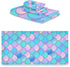 Naanle Set 3 1 Towel+1 Towel+1 Colors Mermaid Scales Pattern Soft Luxury Decorative of Towels, Bath Hand Washcloth