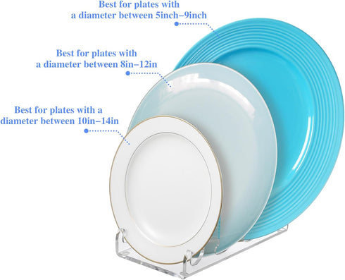 Domensi 2 Pcs Acrylic Plate Stands for Display, Clear Dinnerware Display Stand, China Place Setting Holder