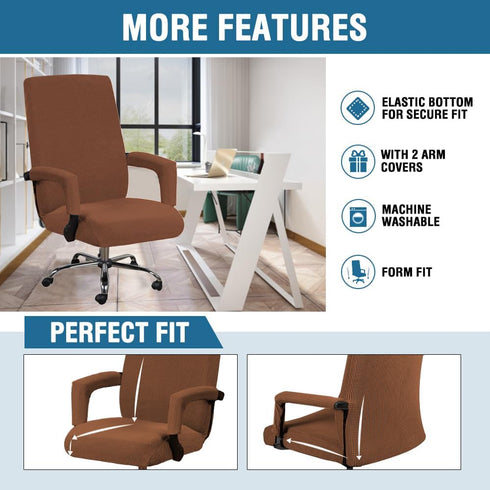 H.VERSAILTEX Stretchable Home Office Chair Covers for Mid-High Back Universal Executive Boss Chair, Caramel - Large