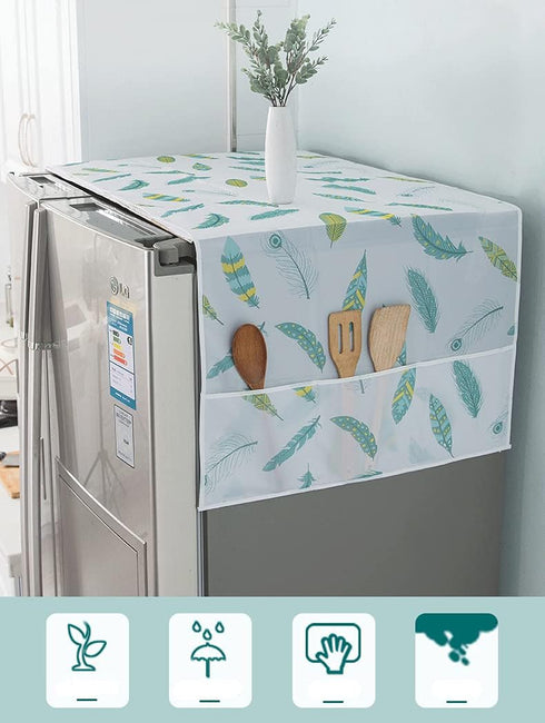 Refrigerator Dust-Proof Cover - Waterproof PEVA Material with Storage Pockets for Multi-Purpose Use