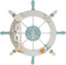 Nautical Beach Wooden Boat Ship Steering Wheel - Fishing Net Shell Fish Home Wall Décor (11" Diameter)
