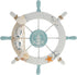 Nautical Beach Wooden Boat Ship Steering Wheel - Fishing Net Shell Fish Home Wall Décor (11" Diameter)