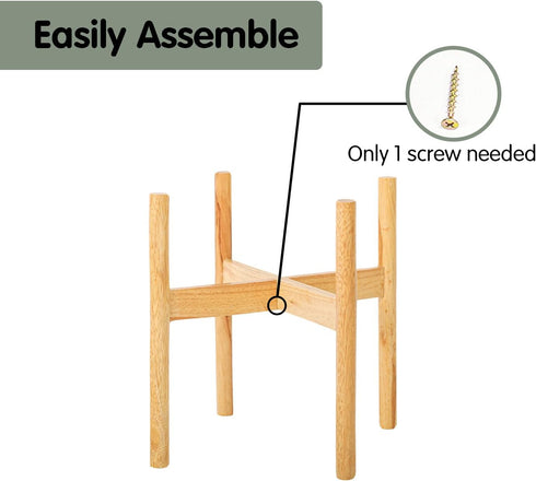 Wood Plant Stand, 12.2" x 13.8" Indoor Outdoor, Wooden Single Floor Pot Holder, Natural Plant Stand, Assembly Required