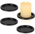 Black Iron Plate Candle Holder Set of 4, 3.8" D x 0.2" H, Elegant Decorative Stand for LED & Wax Candles