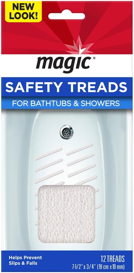 Magic Shower and Bathtub Safety Treads, 12 Treads, White - Helps Prevent Slips and Falls
