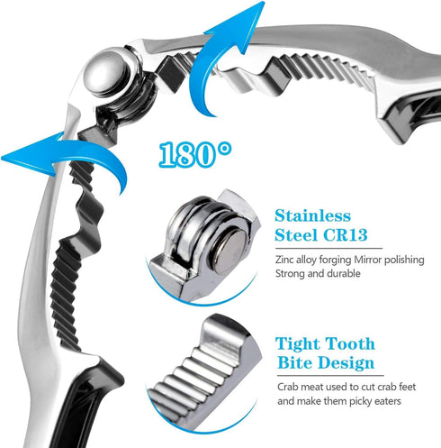 TORINALITAL Safe(4 Crab Leg Crackers Tools, Crab Claw Cracker, Stainless Steel Seafood Lobster Crackers and Tools