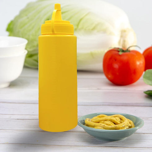 CONDRA FIELD Condiment Sauces Squeeze Bottles, 3Pcs-13.5oz, Leak-Proof Cap for Ketchup, Mustard, Oil