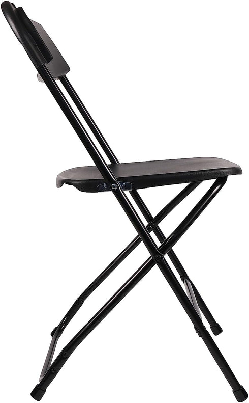 Commercial 650lb Set BTEXPERT Black Plastic Folding Chair Steel Frame High Weight Capacity Event Chair Lightweight