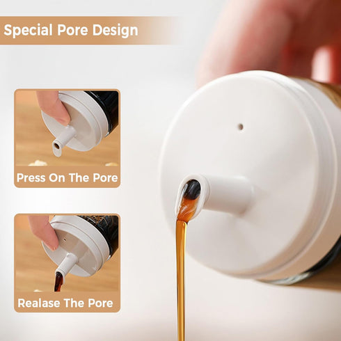 Small Glass Oil and Vinegar Dispenser Bottles, 3.4oz Leakproof for Perfect Kitchen Use