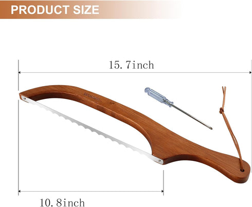 Bread Knife for Homemade Bread, 15.7" Serrated Knife for Sourdough, Baguettes, and More, Acacia
