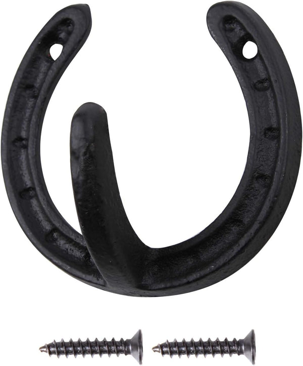 Coat Hook Hat Horse Hook, Vintage Wrought Iron Wall Mounted Hook with Screws Included (Horseshoe)