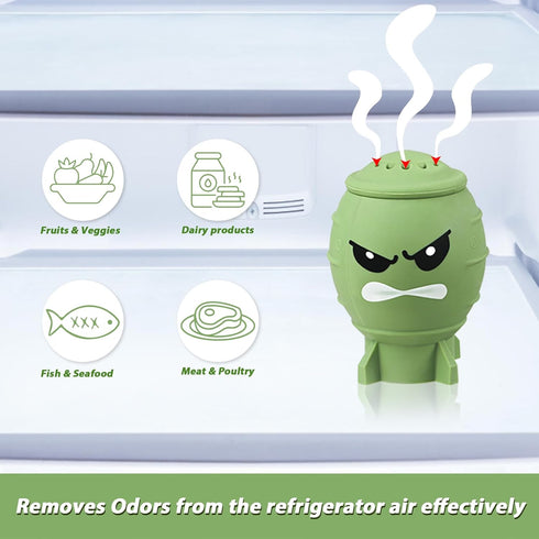 Fun Guy Fridge Deodorizer, Baking Soda Holder for Refrigerator Odor Absorber, Reusable Silicone Freshener Container