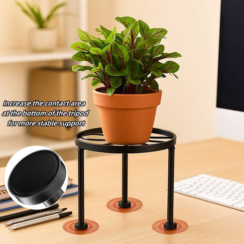 Chejievy 1 Pack Metal Round Plant Stands, Small Flower Pot Stand for Garden Home, Anti-rust Circle Plant holders