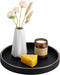 KINGFOM Round Decorative Tray for Coffee Table, PU Leather Valet Nightstand Desk