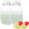 kitchentoolz 16 Oz Glass Milk Bottle with Lid - 16 Ounce Short