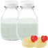 kitchentoolz 16 Oz Glass Milk Bottle with Lid - 16 Ounce Short