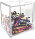 Isaac Jacobs Clear Acrylic Cube Organizer with Lid, Stackable Storage for Makeup, School & Office Supplies