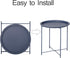 18.5 18.5 19.7 VECELO Modern End Side Tables,Round Metal Foldable Tray,Stable Snack Nightstand for Outdoors,Small