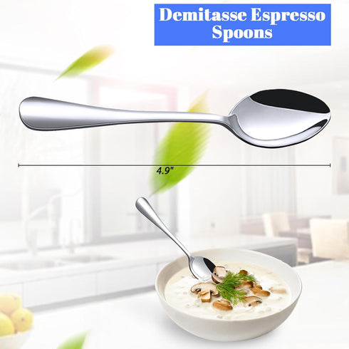 HANSGO 12PCS Demitasse Espresso Spoons, 4.9 Inch Stainless Steel Tea Spoons Mini Coffee Spoons for Cake Dessert Ice Cream