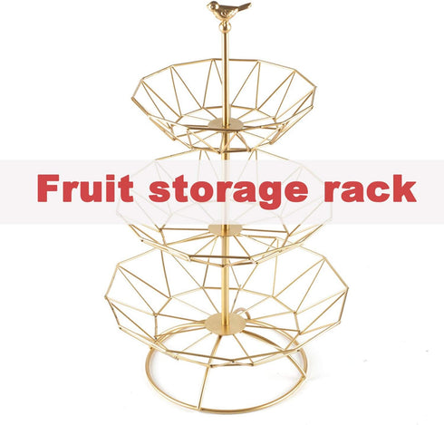 Wrought Iron 3 Tier Fruit Tray, Serving Tray for Fruits, Desserts, Candy Buffet Plates for Family Dinner