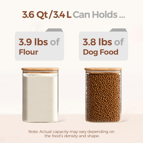 3.6 Set 2, ComSaf Qt Glass Food Storage Containers of Large Storage Containers with Lids, Square Glass Jars with Lids