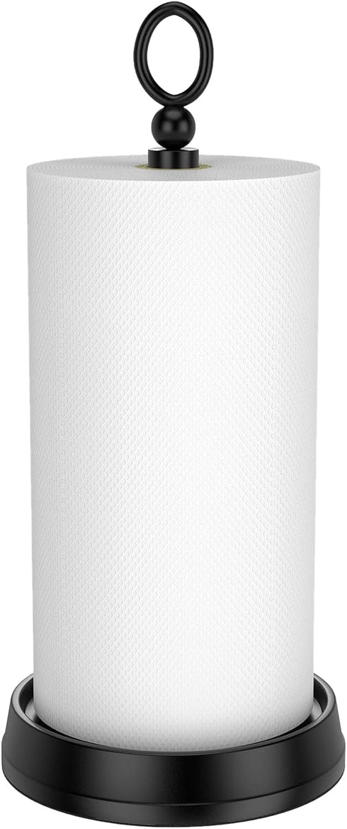 Heavy Weighted Base Paper Towel Holder for Countertop, Steel Stand for Kitchen, Bars & Dining Tables