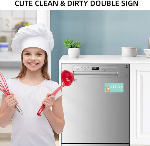 Dishwasher Magnet Clean Dirty Sign, Double Sided Cartoon Cats Kitchen Accessories and Decor Reversible Sign