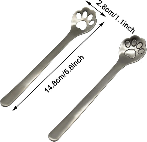 Maydahui 6PCS Cat Paw Spoon Hollow Out Coffee Spoons 5.8 inch 18/10(304 )Stainless Steel Teaspoon for Dessert Ice-cream Stirring Home Kitchen Restaurant