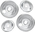 WB31T10010 and WB31T10011 Drip Pans for Electric Stove, Compatible with GE Range, Set of 4, Silver