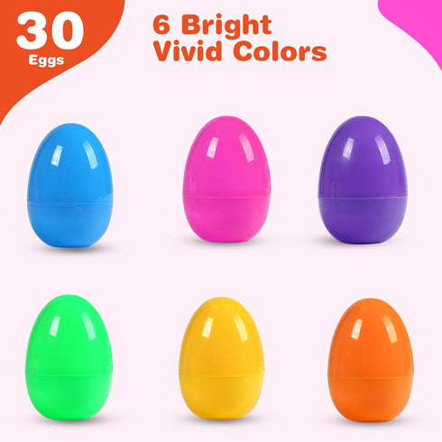 Biubumtu 30Pcs 2.36'' Fillable Easter Eggs, Plastic Bright Easter Eggs Empty Bulk Assortment, Perfect for Easter Egg